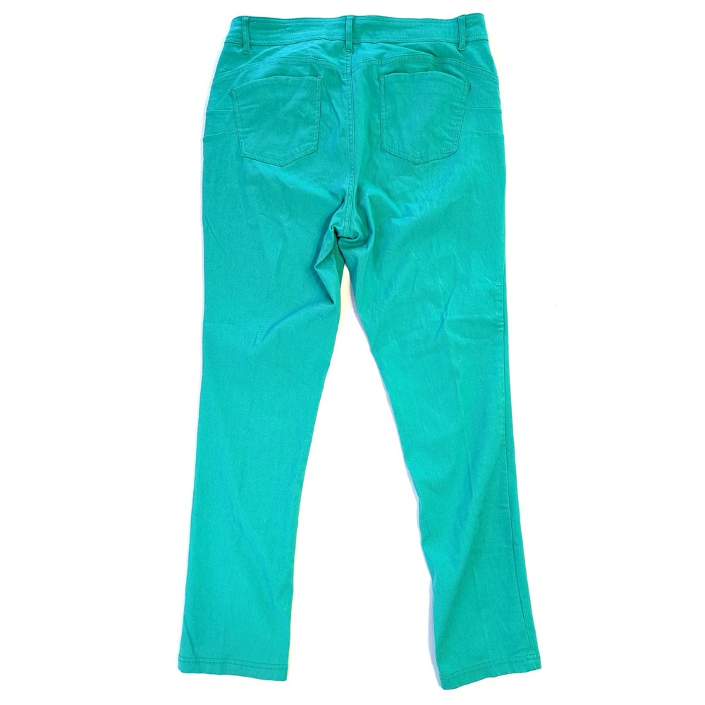 Like An Angel Womens 3X Teal Green Stretch Pants Straight Leg 5-Pocket Trousers - Picture 2 of 6